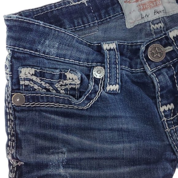 Big Star Liv Distressed Raw Hem Denim Shorts - Picture 4 of 11